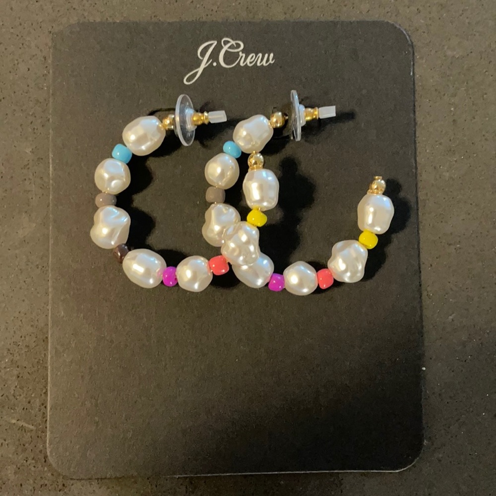 JCrew pearl earrings hoops